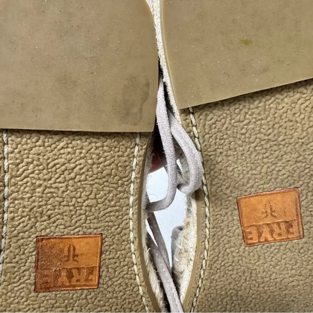 Frye Beige Leather Espadrille Flats Sandals Womens 6.5 Beachy Comfort Lace Up
